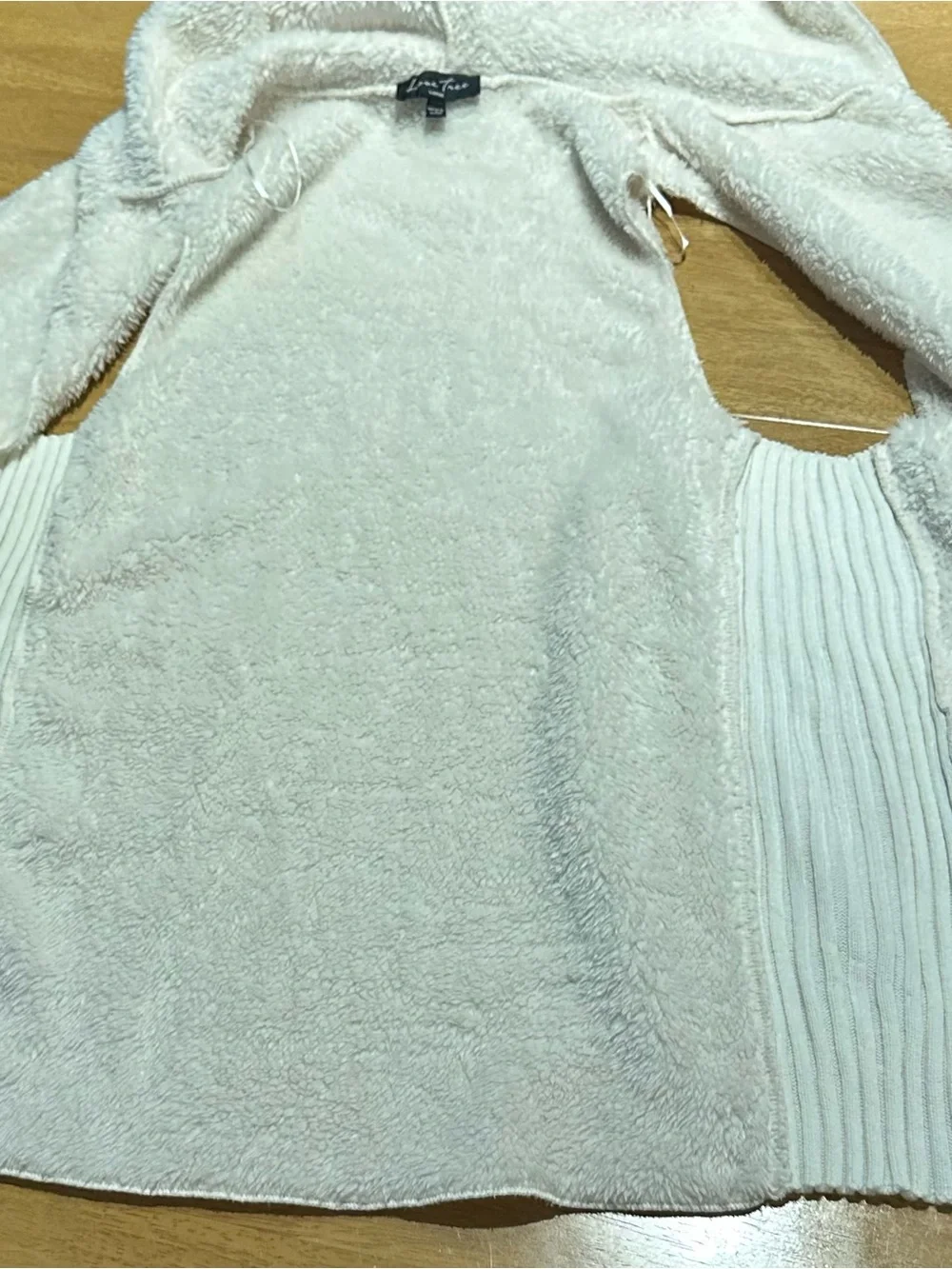 Love Tree Large Faux Fur Cream Hooded Vest